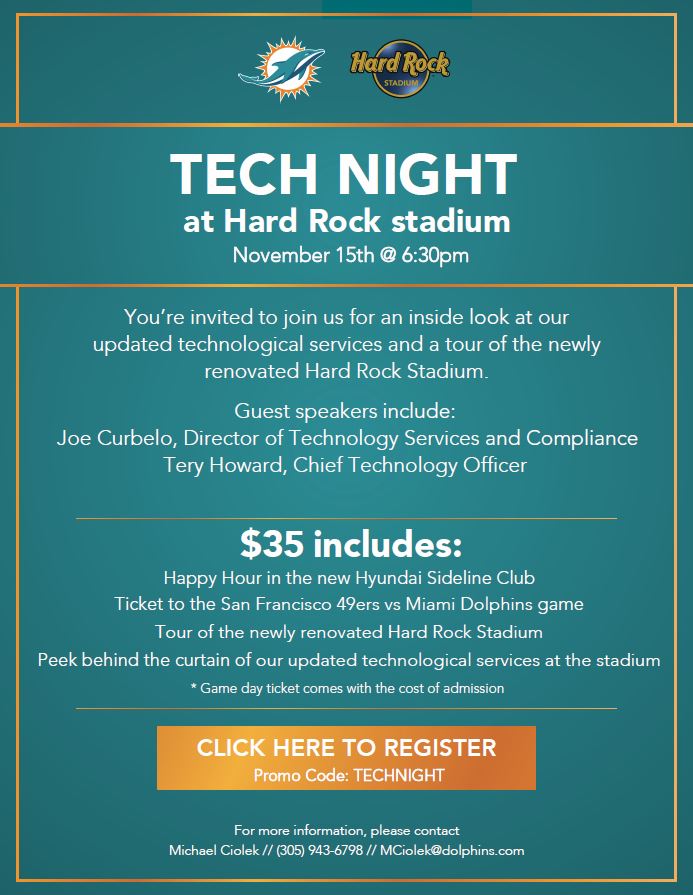 Miami Dolphins Technology Night at Hard Rock Stadium