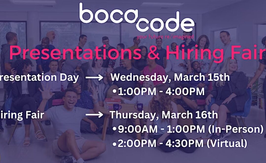💼 Boca Code Presentations and Hiring Fair – Mar 15